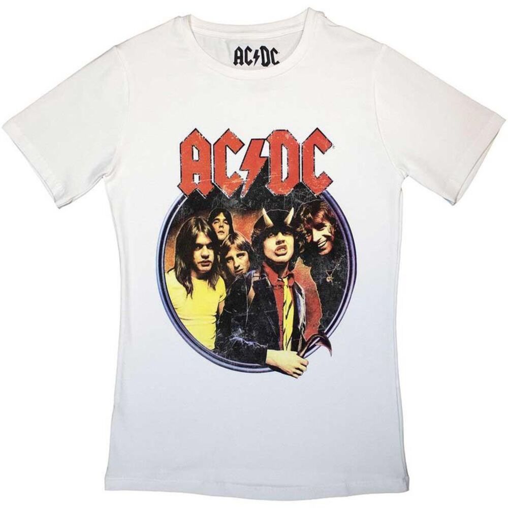 AC/DC Womens/Ladies Highway To Hell Circle T-Shirt / White